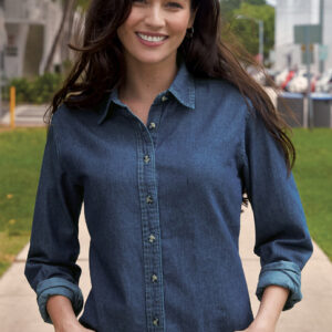 Camisa de Vestir Mujer Port & Company Manga Larga Value Denim Shirt LSP10