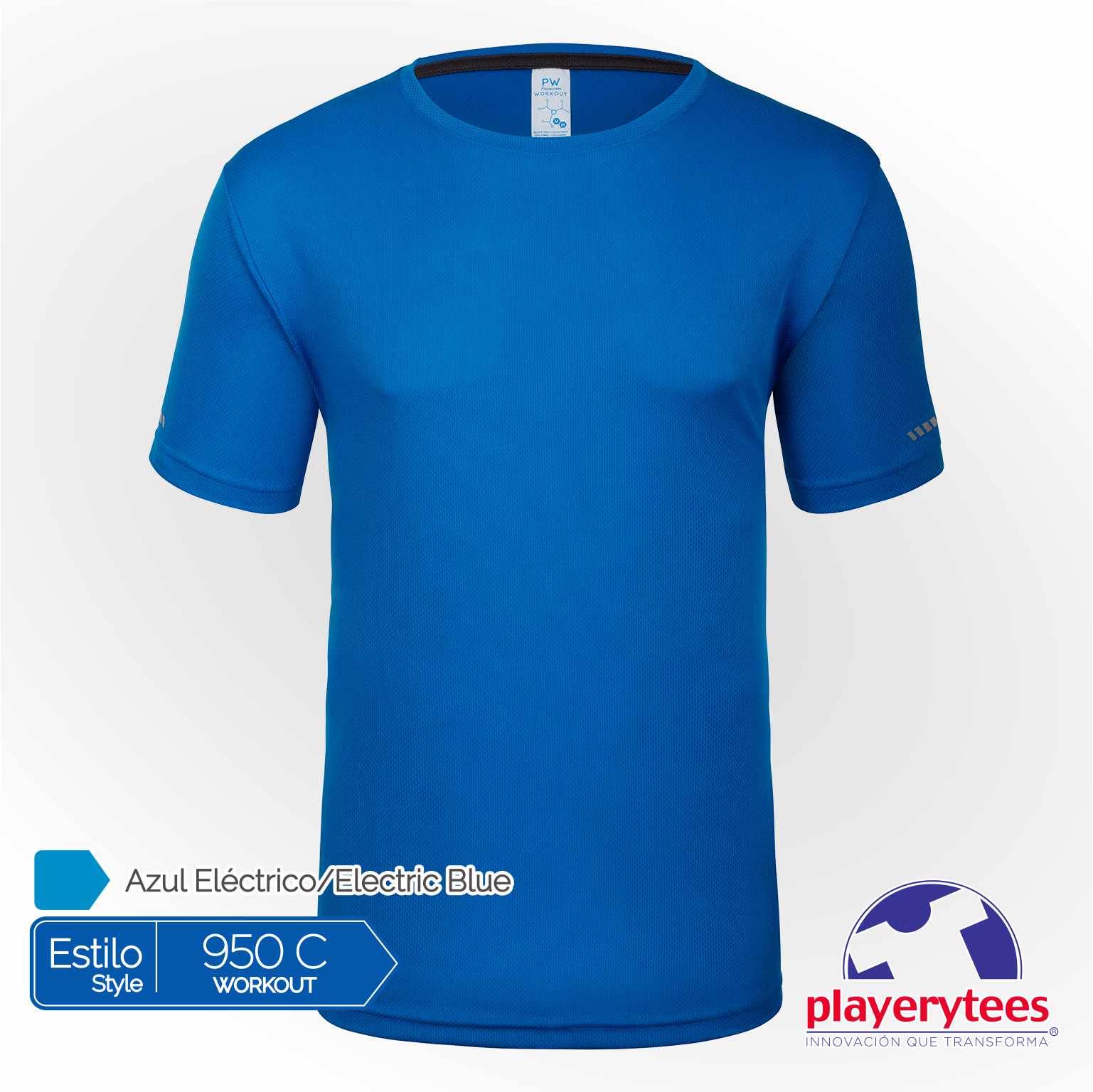 950C Playera Deportiva Playerytees Poliéster Cuello Redondo Caballero - Imagen 2