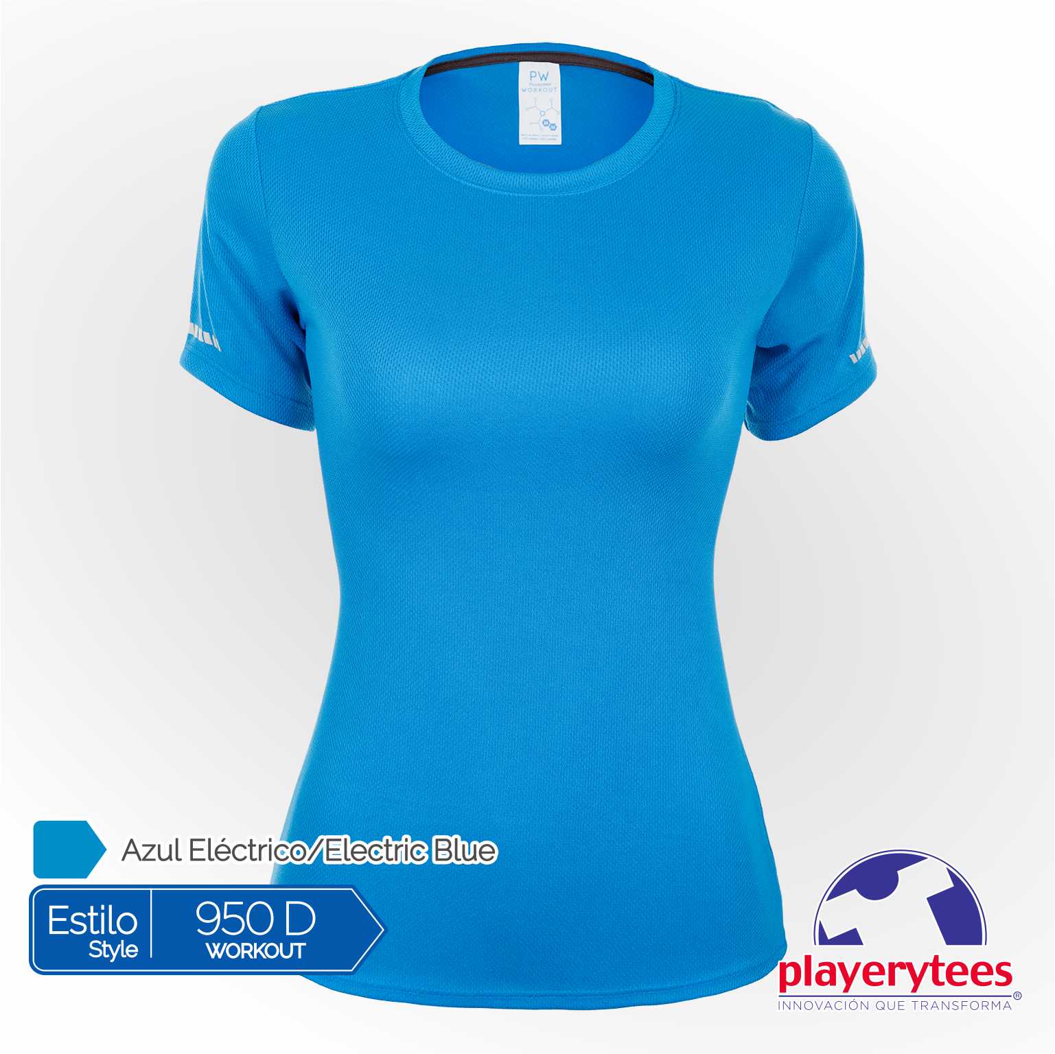 950D Playera Deportiva Playerytees Poliéster Cuello Redondo Dama - Imagen 6