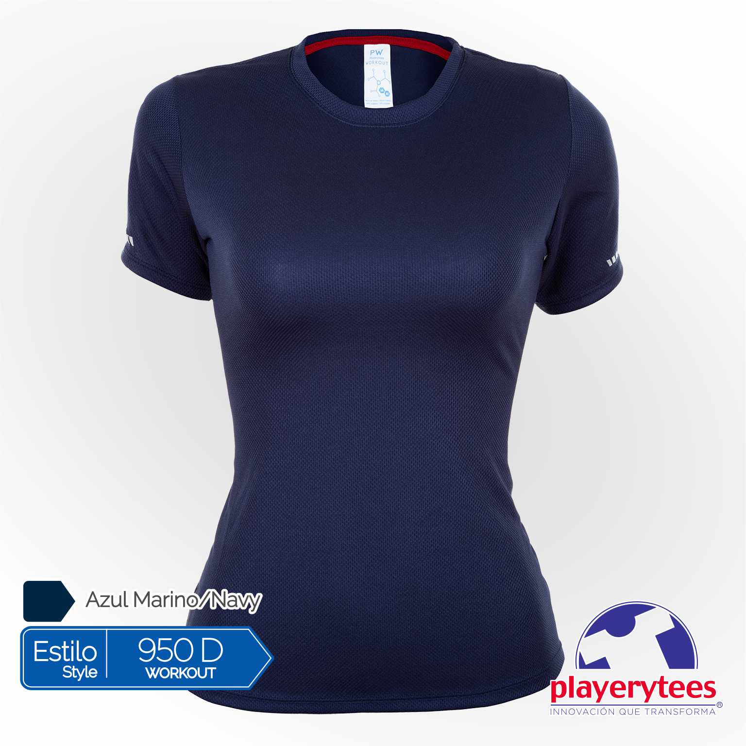 950D Playera Deportiva Playerytees Poliéster Cuello Redondo Dama - Imagen 5
