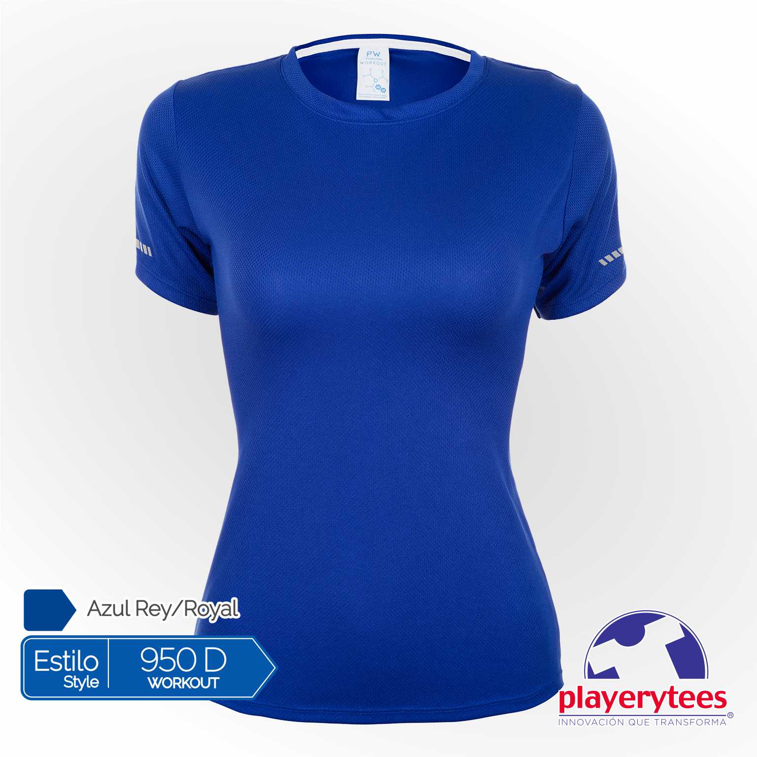 950D Playera Deportiva Playerytees Poliéster Cuello Redondo Dama - Imagen 4