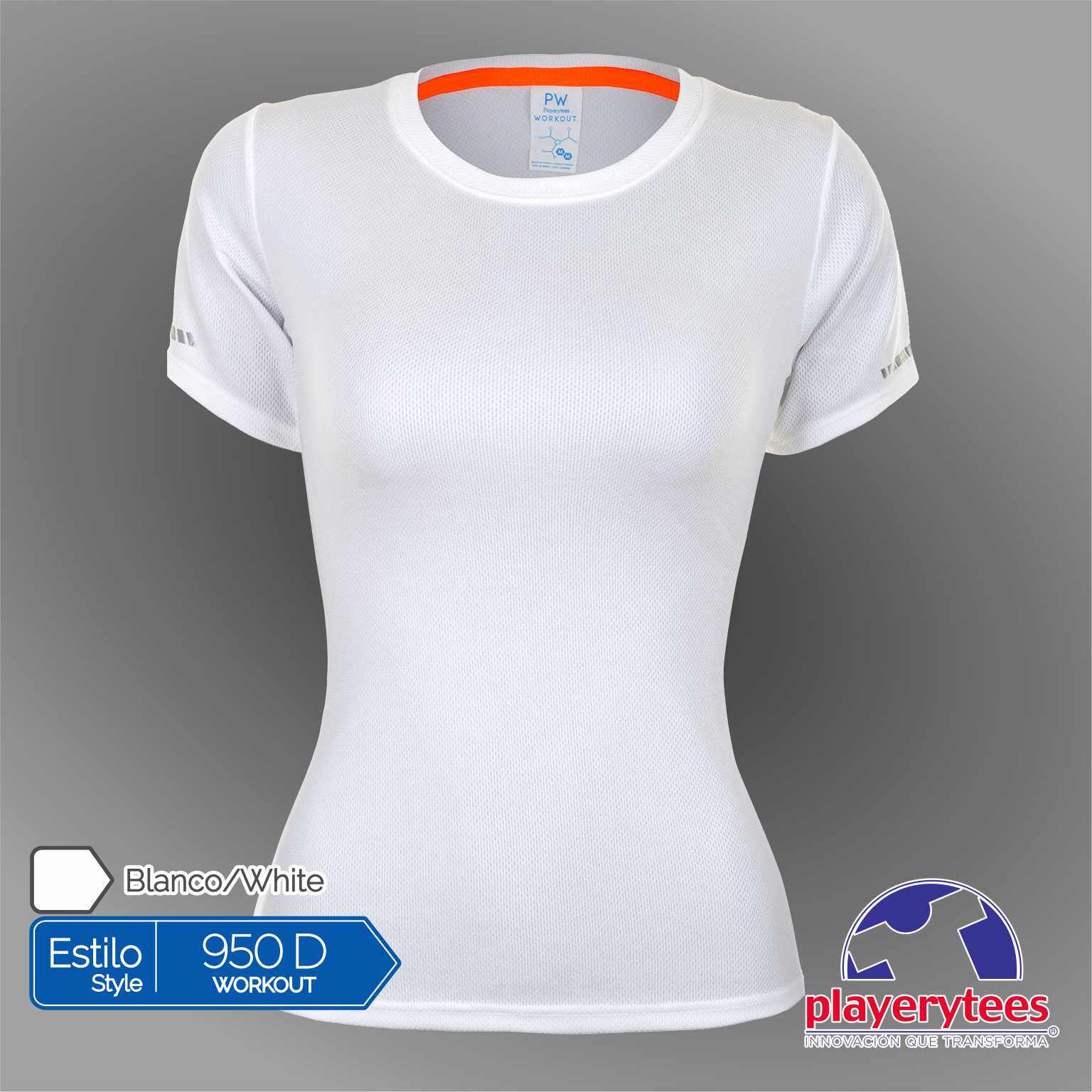 950D Playera Deportiva Playerytees Poliéster Cuello Redondo Dama - Imagen 8