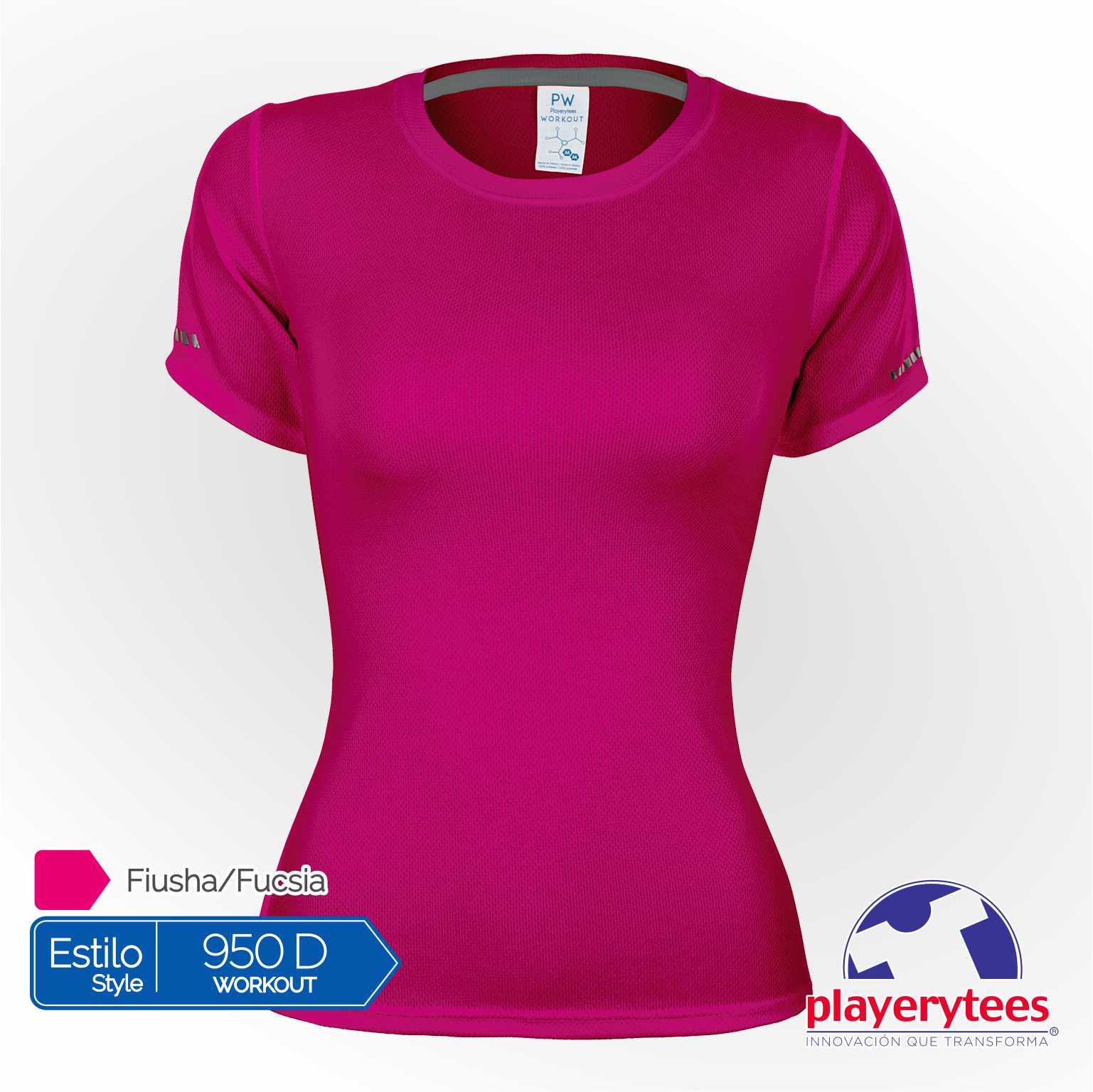 950D Playera Deportiva Playerytees Poliéster Cuello Redondo Dama - Imagen 9