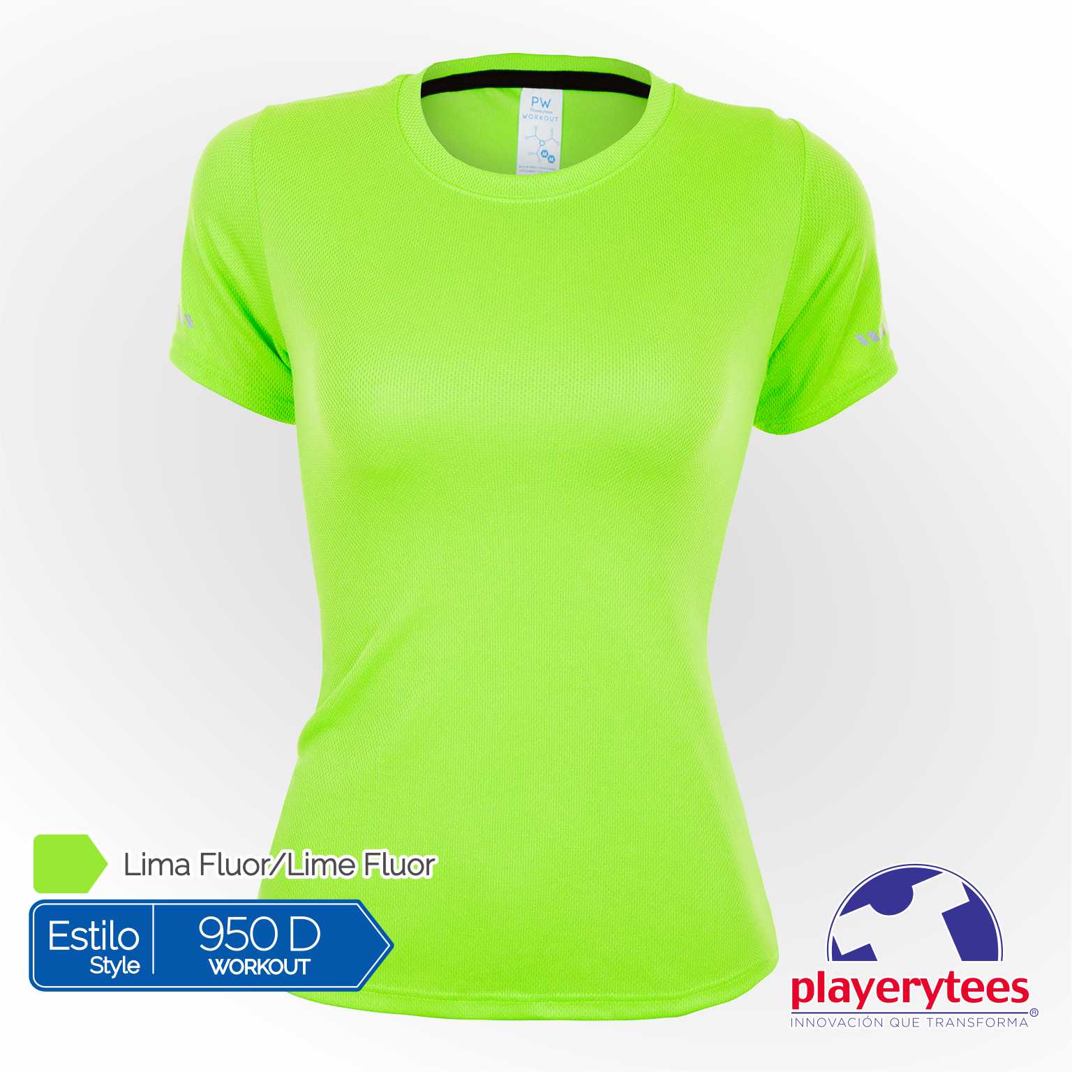 950D Playera Deportiva Playerytees Poliéster Cuello Redondo Dama - Imagen 10