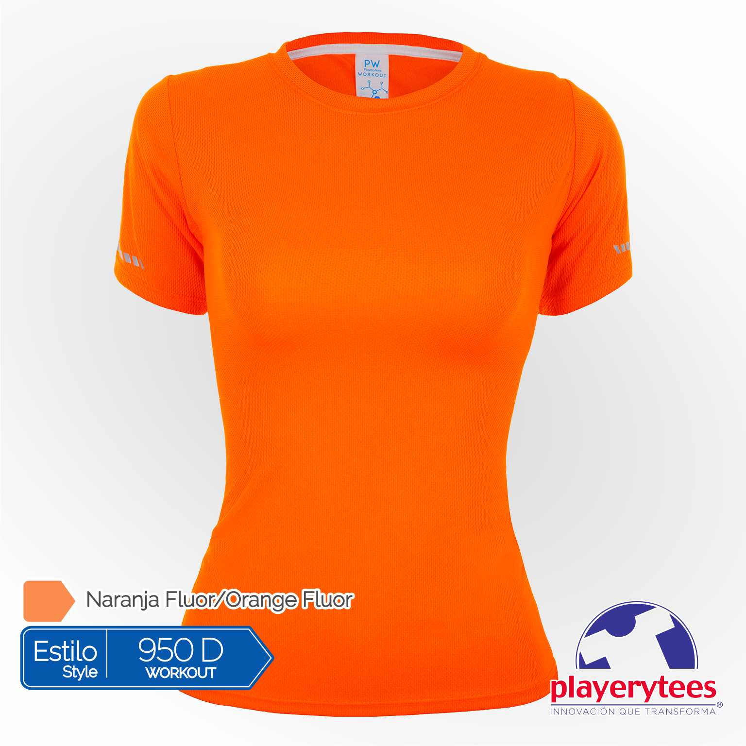 950D Playera Deportiva Playerytees Poliéster Cuello Redondo Dama - Imagen 11