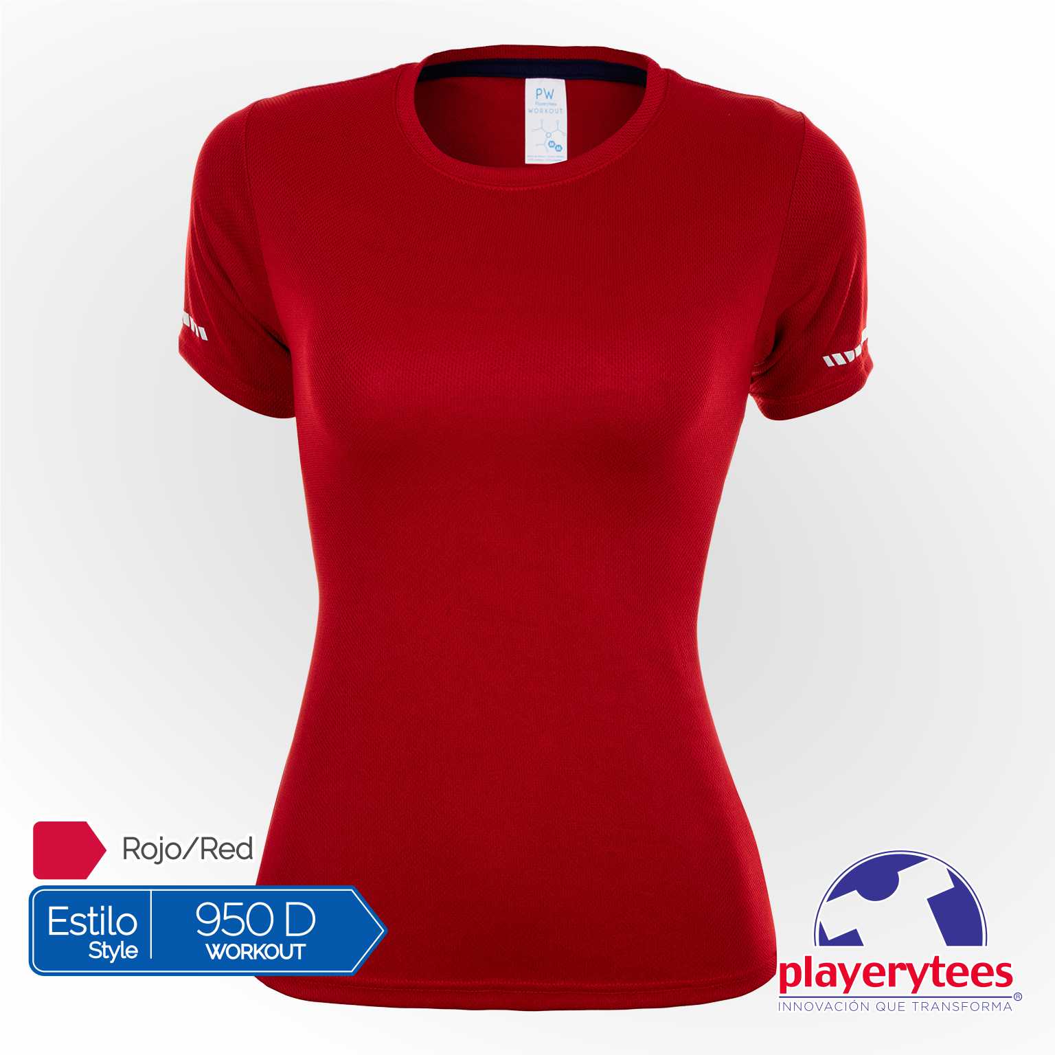 950D Playera Deportiva Playerytees Poliéster Cuello Redondo Dama - Imagen 7